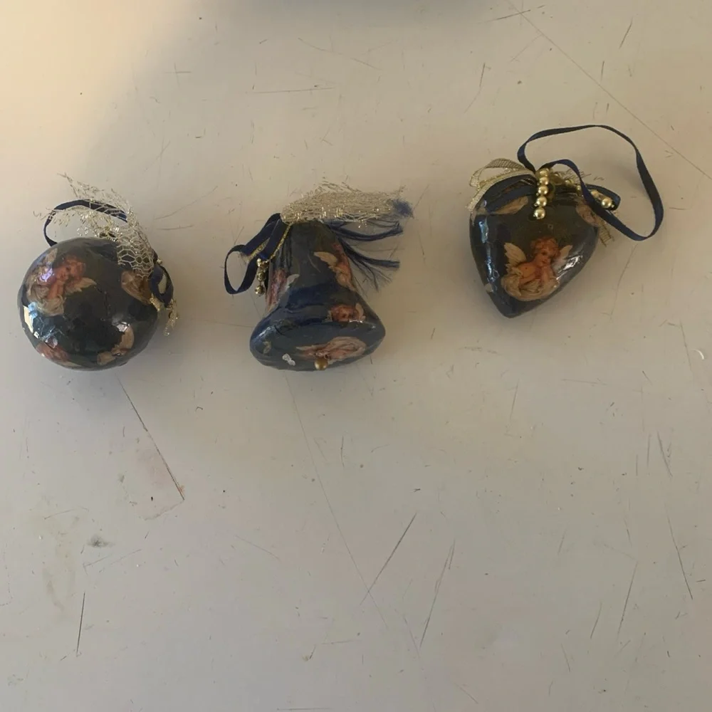 Set of 3 Decoupage Victorian Angel Ornamentents